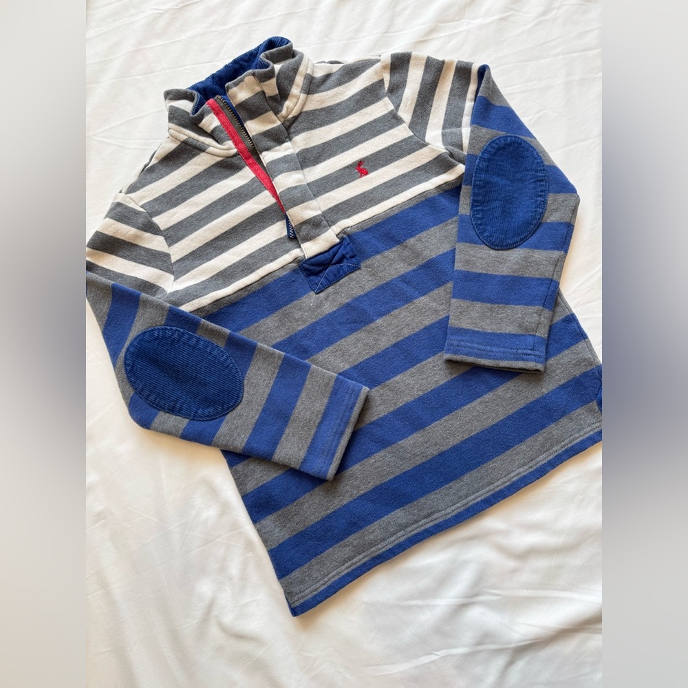 Joules Striped Pullover with Elbow Patches
